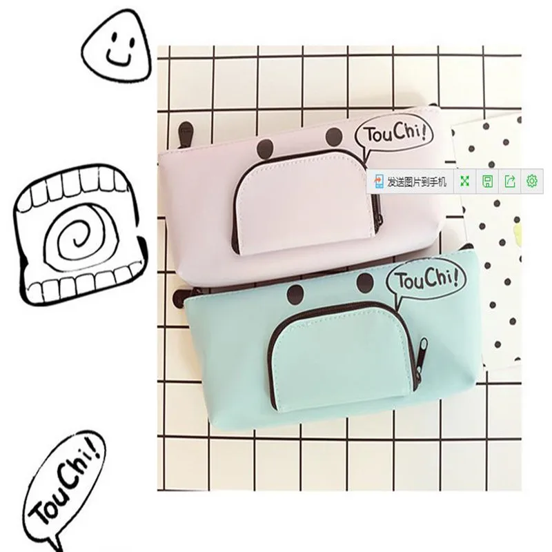 Большой Вместительный чехол для карандашей на молнии с зубами из искусственной