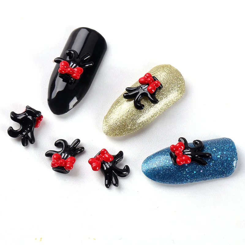 Blueness 3D украшения для ногтей модные черные руки красный бант аксессуары акриловый