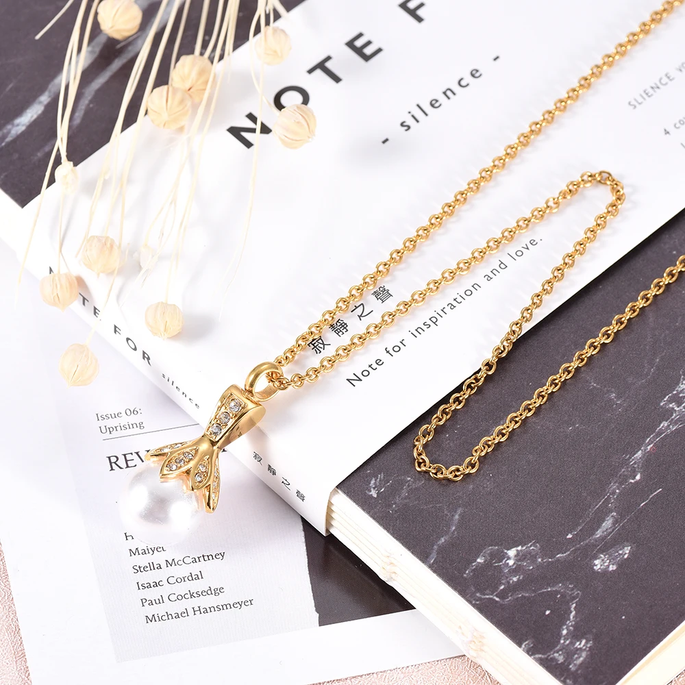 Cremation Urn Necklace Gold-Color Micro Pave Cubic Zirconia Pearl Pendant Memorial Jewelry Ashes Gift For Women Mom | Украшения и
