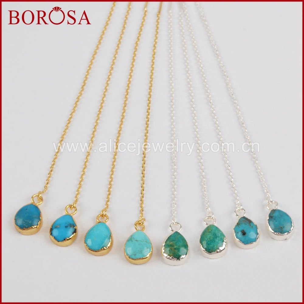 Женские золотистые друзы с бирюзой BOROSA Teardrop очаровательные Подвесные серьги 1345 |