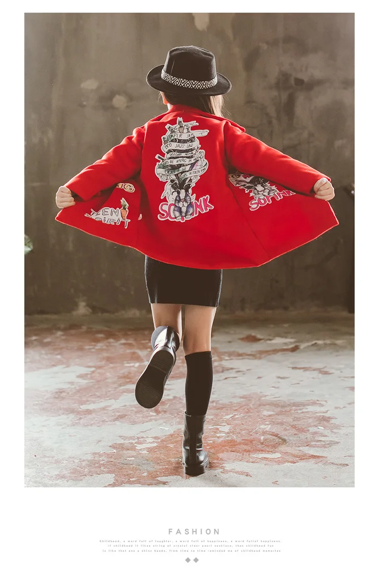 Puckcovi/шерстяное пальто для девочек; Ropa nina invierno; зимнее пальто с искусственным мехом; модное Короткое шерстяное пальто; длинное пальто из полиэстера