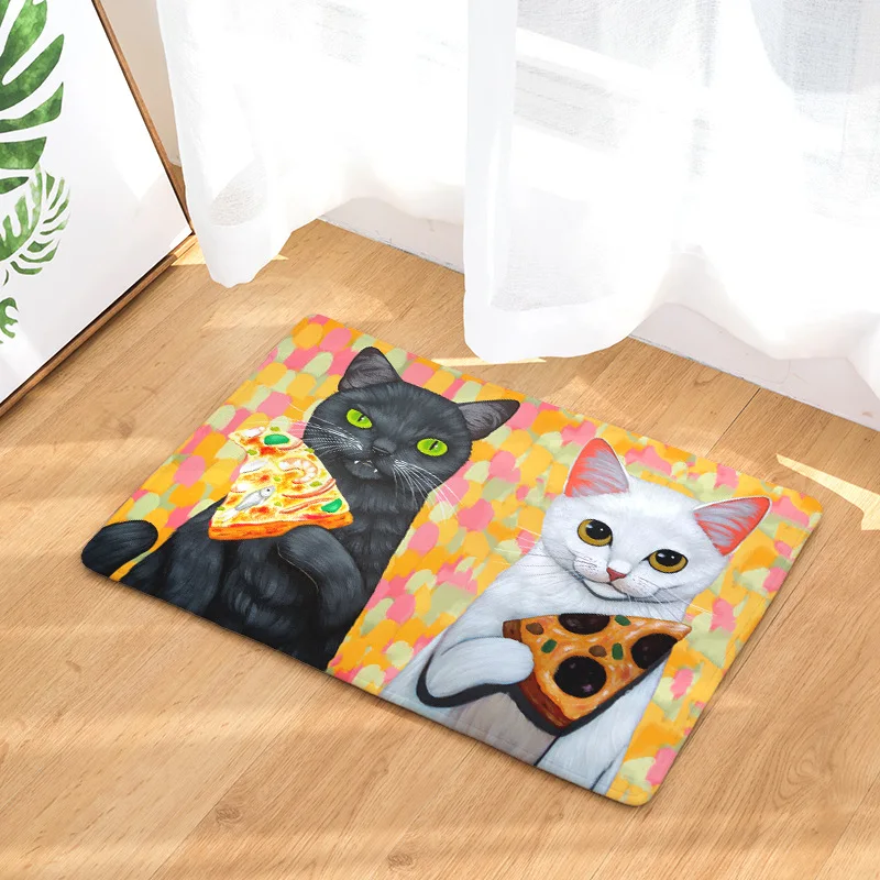 

Zeegle Cute Cat Printed Welcome Door Mat Non-slip Bathroom Bath Mats Bedroom Carpets Decor Water proof Kitchen Area Rug