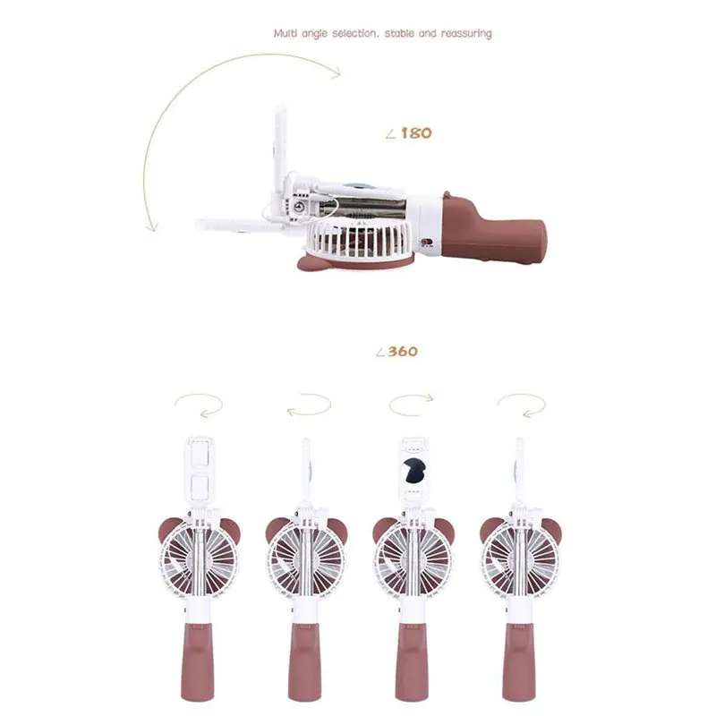Коричневые мини Usb ручные палки для селфи с перезаряжаемым вентилятором
