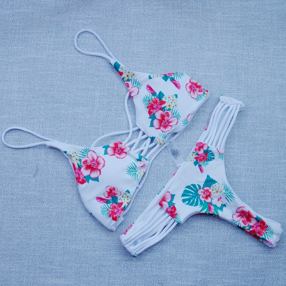 Летние пикантные бикини трикотажные ремни купальник Для женщин Купальники бинты