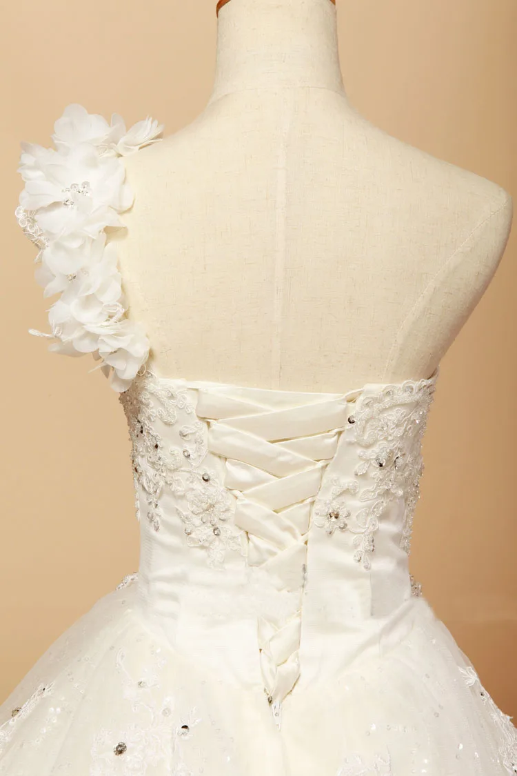 Новый стиль Реальный образец длинный шлейф на одно плечо Бисероплетение Цветы