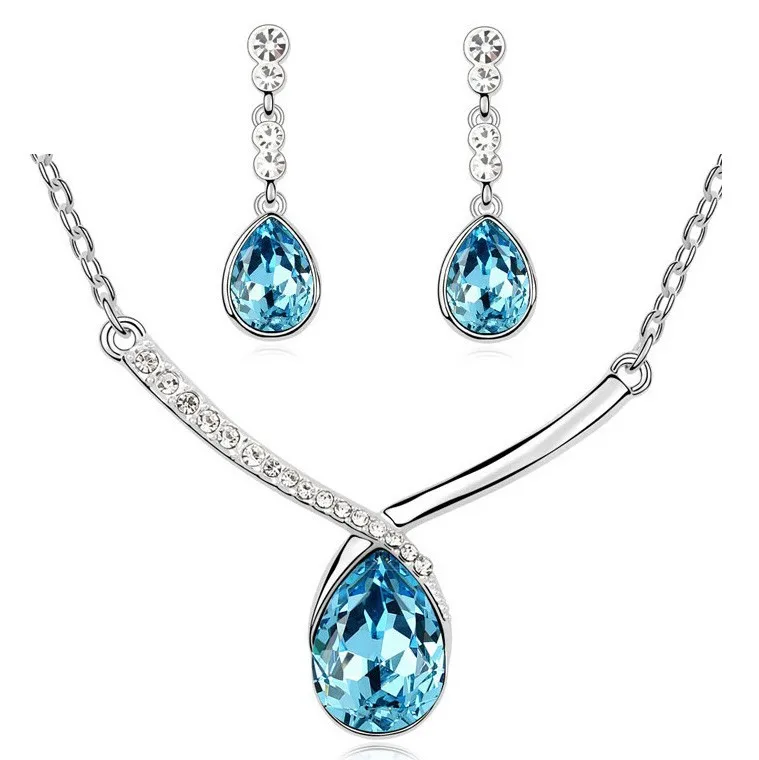 Комплект из колье и серёг с австрийскими кристаллами|necklace earring|austrian crystalwedding pendant |