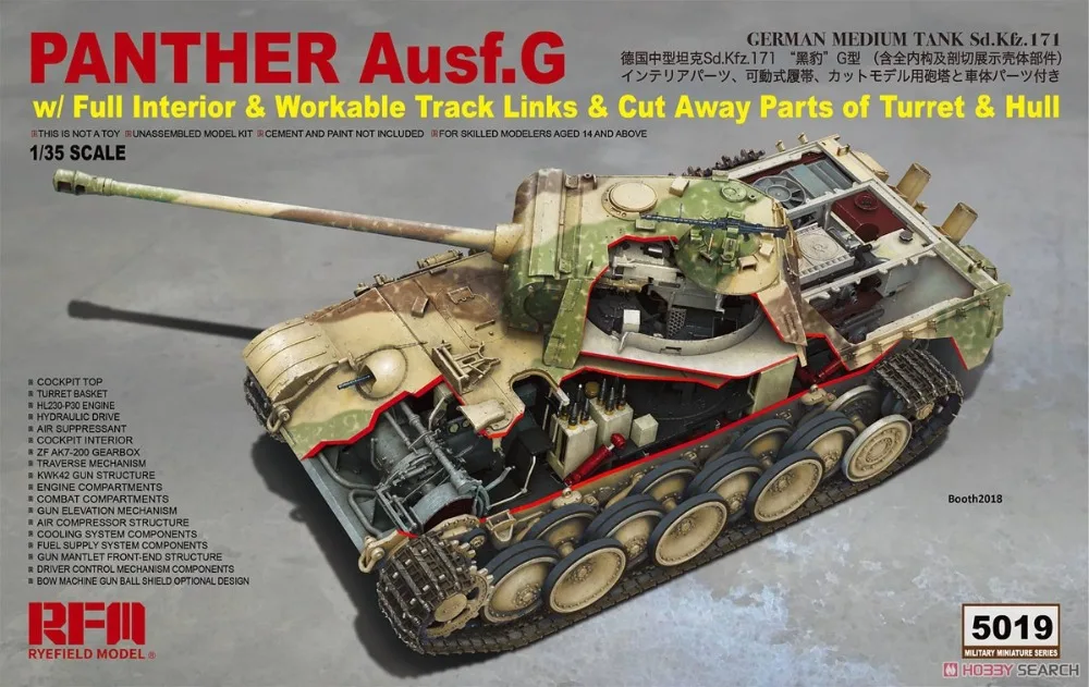Rye Field RFM5019 1/35 Panther Ausf.G с полным интерьером и режущими частями модель|Наборы для