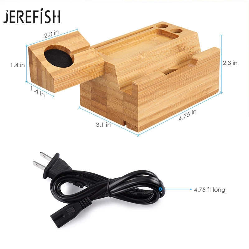 JEREFISH 3 в 1 зарядное устройство для мобильного телефона + деревянный держатель