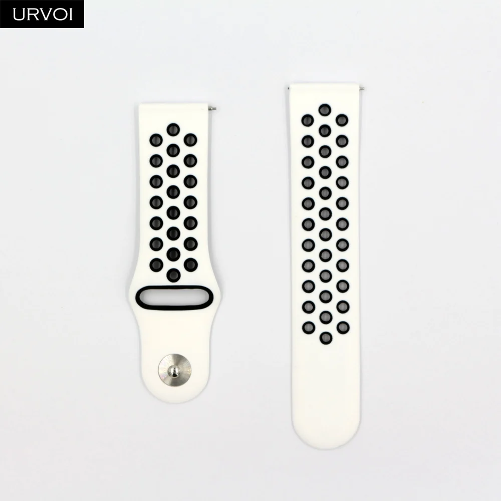 White Black URVOI 22/20 мм длина браслета для Galaxy Watch Active/42/46 мм шестерни спортивный силиконовый ремешок для HUAWEI Aquick выпуск шпильки Мягкая замена - Цвет ремешка: White Black