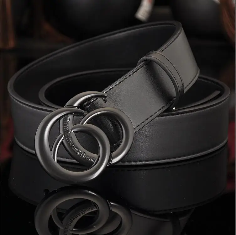 black buckle Модный Стиль Натуральная Воловья кожа мужской деловой кожаный ремень для отдыха Гладкий золотой серебряный черный с пряжкой модные популярные женские ремни - Цвет: black buckle