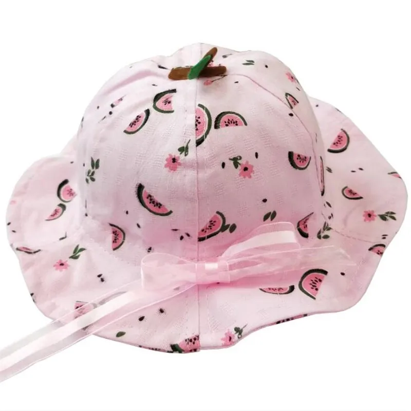 Watermelon pink Платье для маленьких девочек летнее солнце Шапки кружева фруктов, с цветами и бантом для детей ясельного возраста детские шляпы, Детские Пляжный набор игрушек для детей Кепки детская солнцезащитная Кепка аксессуары - Цвет: Watermelon pink