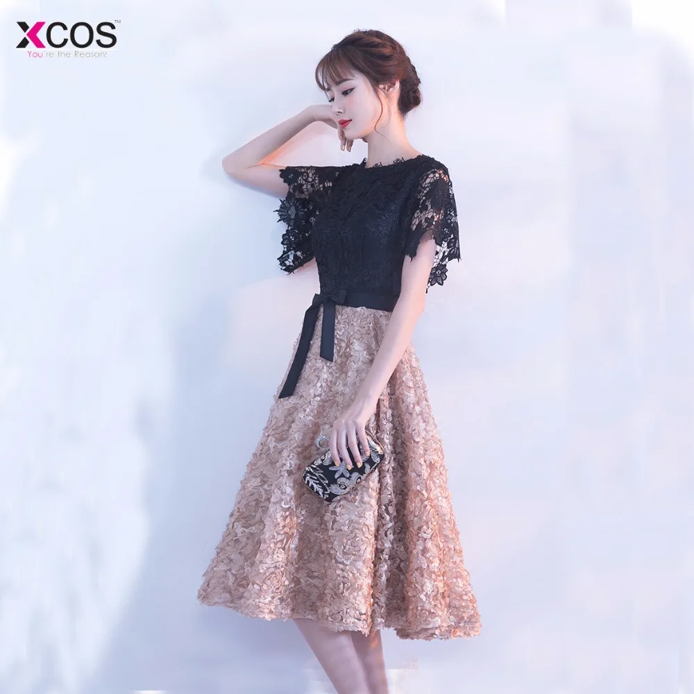 Vestido de festa новинка 2018 короткое платье для выпускного вечера черное с кружевом