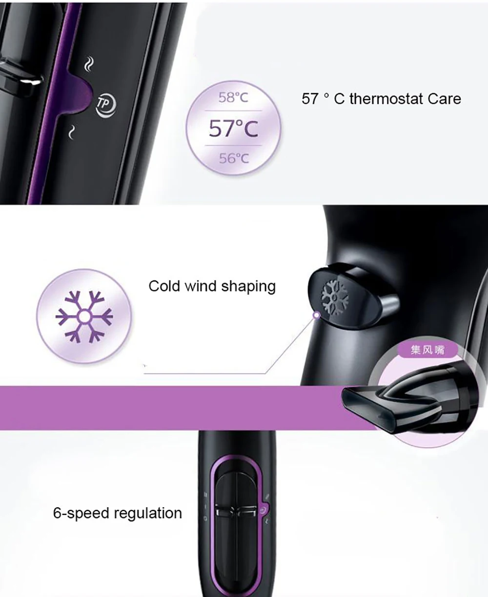 Philips salonshine Уход за волосами сушилка HP8230 постоянного Температура высокой мощности Быстросохнущий горячий и холодный воздух, 6-ступенчатая регулируемая
