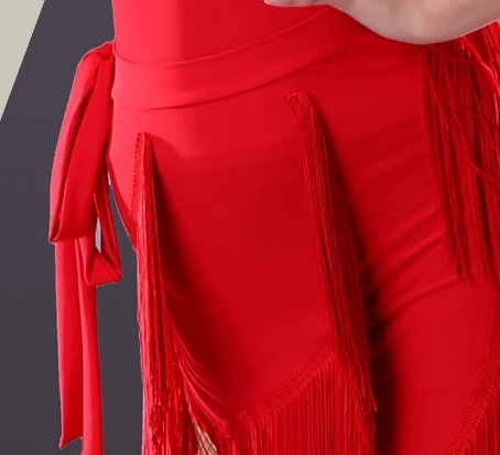 Сексуальное платье для латинских танцев с кисточками женская красная