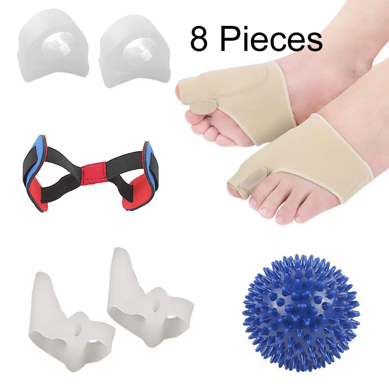 

8 Piece/pack Toe Separator Hallux Valgus Thumb Valgus Protector Bunion Adjuster Foot Pain Easese Straighten Toes Feet Care Tool