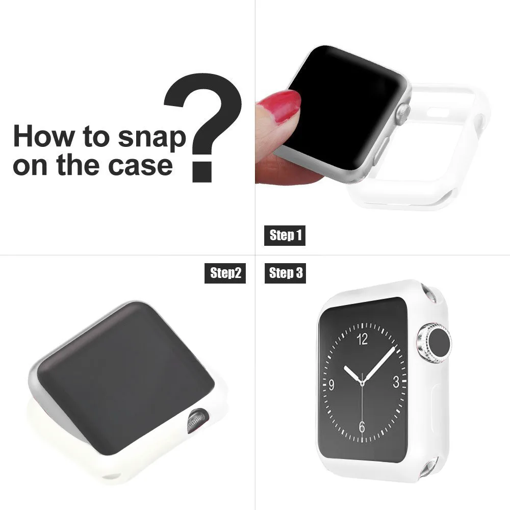 Защитный чехол из ТПУ для Apple Watch Series 4 3 2 1 42 мм силиконовый стильный мягкий цветной