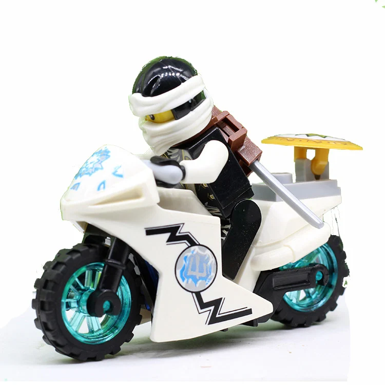 Черный Для мотоцикла ниндзя, фигурки, Kai Jay Zane Nya Lloyd Garmadon WU с оружием, строительные блоки, кирпичи, игрушки - Цвет: Черный
