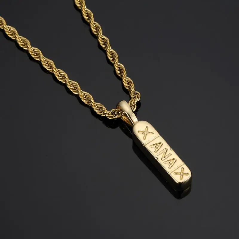 Хип хоп золотой цвет 1 ряд Bling Iced Out микро проложили CZ камень Xanax Pill ожерелье и