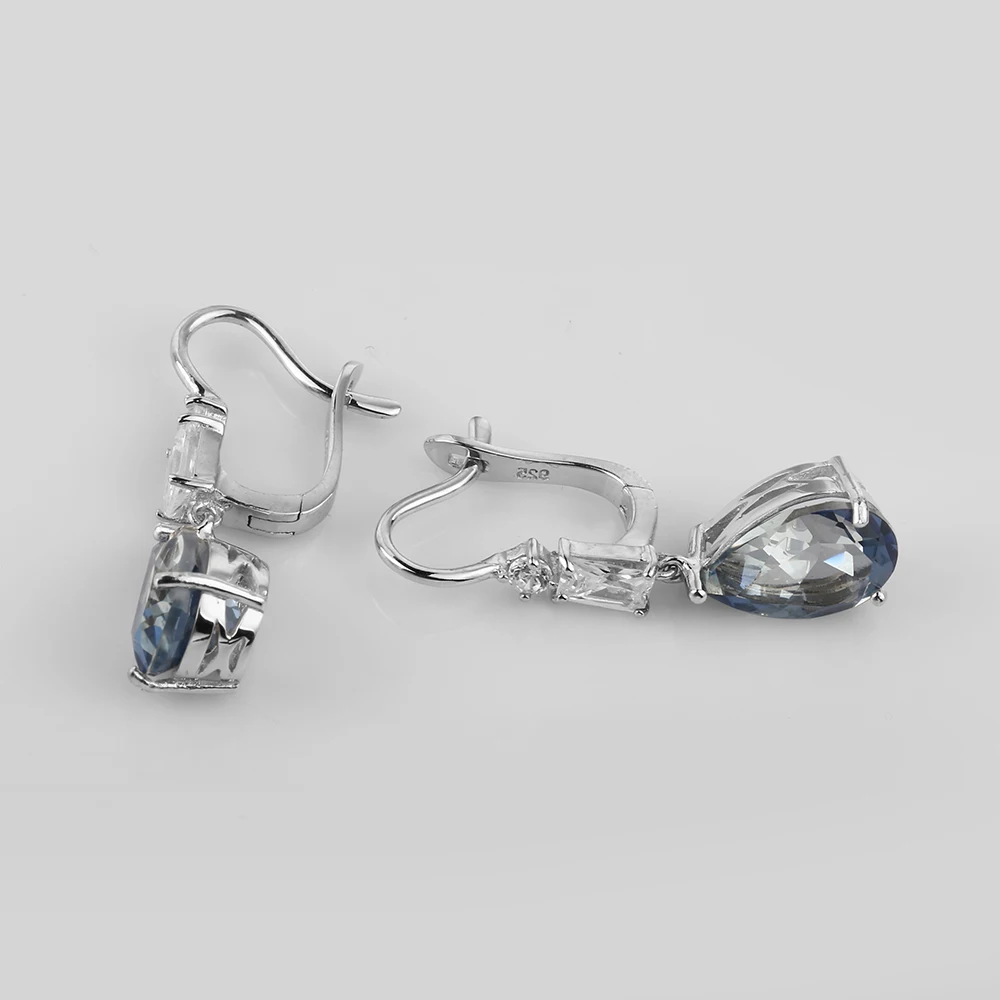 Gem's Ballet 7.57Ct натуральный иолит синий мистический Кварцевый Камень Висячие серьги 925 пробы серебряные ювелирные изделия для женщин