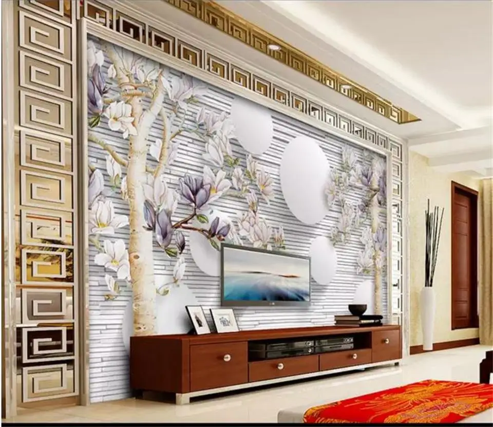 

3d wallpaper custom photo wallpaper living room mural hand-painted Chinese flower painting sofa background wallpaper for wall 3d