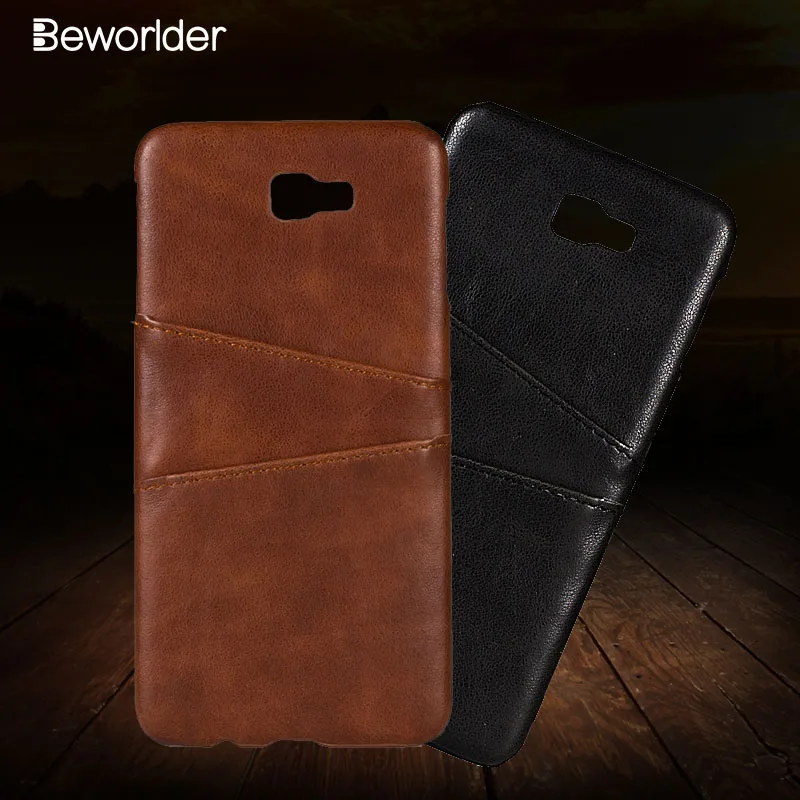 Beworlder Leather Back Cover For Samsung Galaxy J7 Prime Case On7 2016 Card Slot PU G610 |