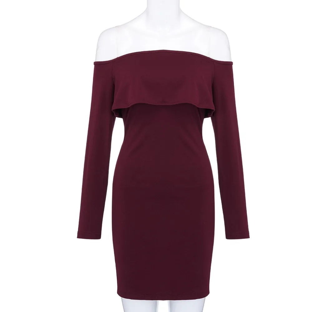 Женское элегантное платье с длинным рукавом однотонное Повседневное на молнии