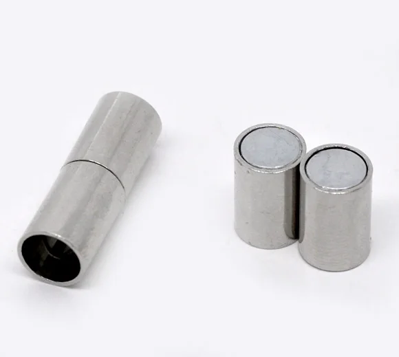

10Sets Magnetic Clasp For Necklace Silver Tone Column Barrel Jewelry Findings Charms 24mm