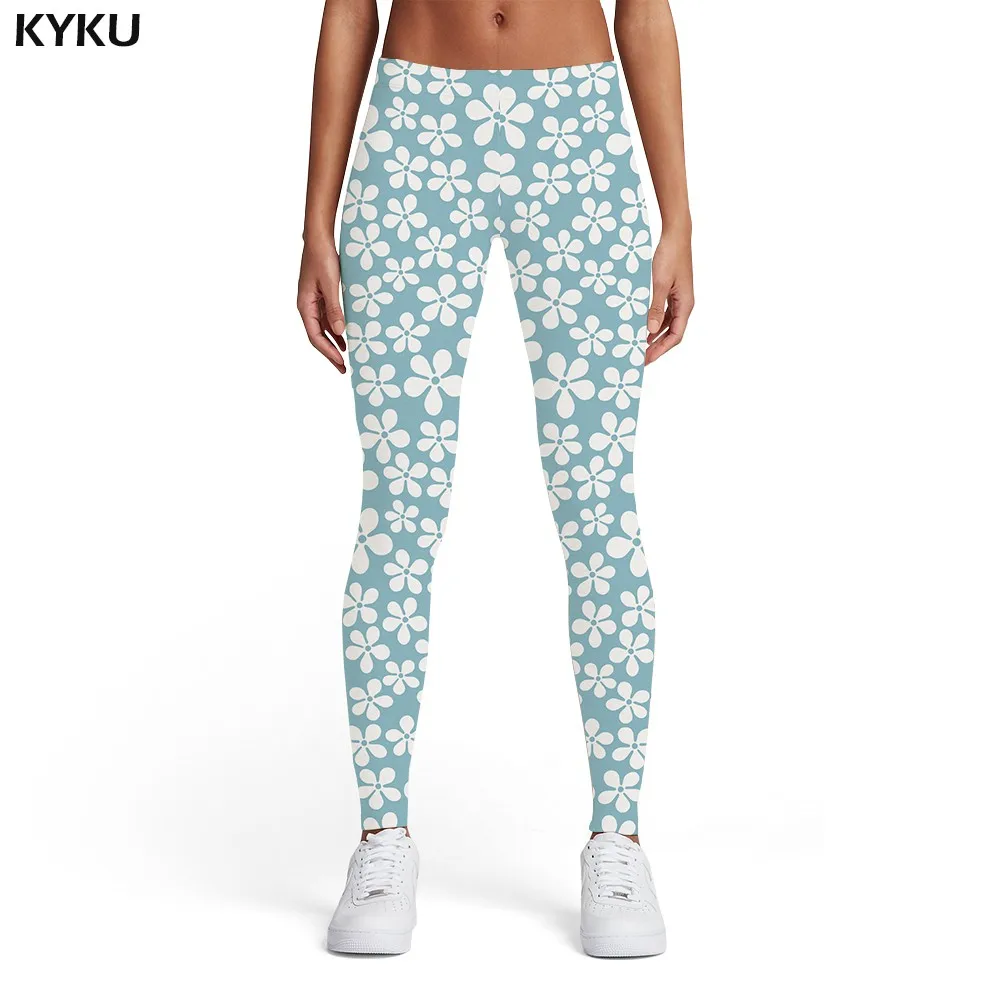 Ladies leggings02 Бренд KYKU, леггинсы с цветочным принтом, женские штаны с принтом Харадзюку, готические белые брюки из спандекса, сексуальные женские леггинсы, штаны, Повседневная мода - Цвет: Ladies leggings02