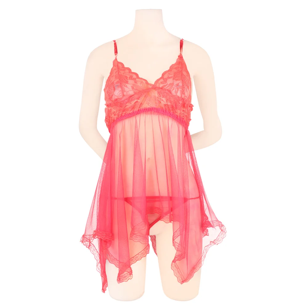 red Порно Марля рыбий хвост Тип Кружева жгут пижамы лямки Babydoll Эротическое Сексуальное женское белье Ночная рубашка костюмы для женщин - Цвет: red
