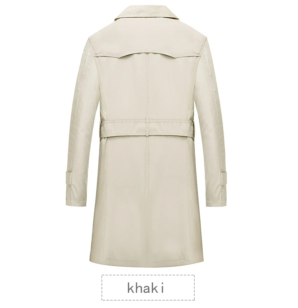 New Trench Coat Jacket Overcoat Casual Men's windbreakers Solid Color X-Long Men Fashion Autumn Jackets