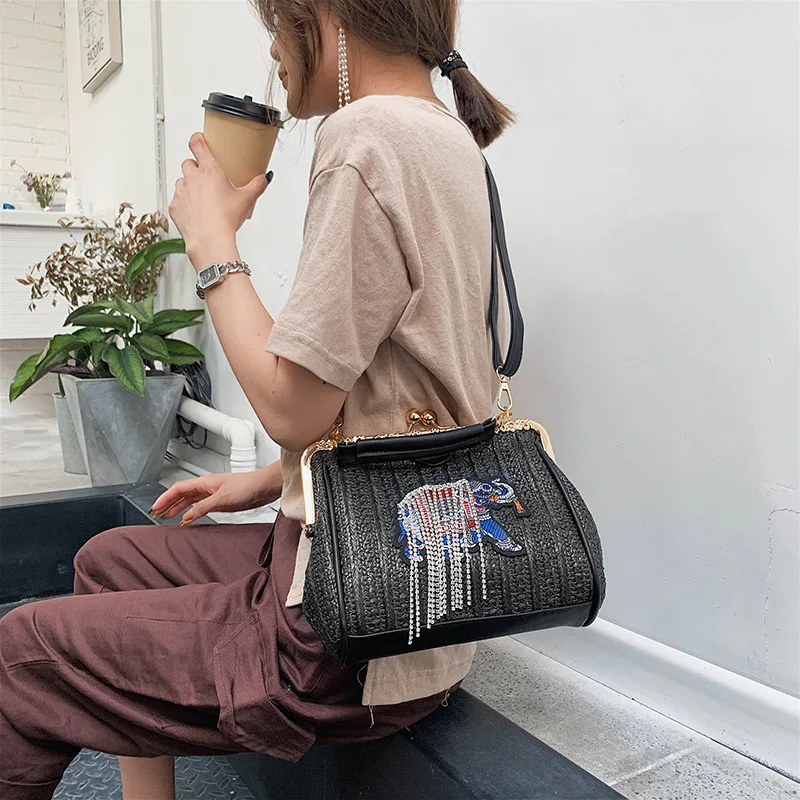 Tonny Kizz Elephant luxury handbags women bags designer straw crossbody beach shoulder messenger bag summer bolsa feminina | Багаж и сумки