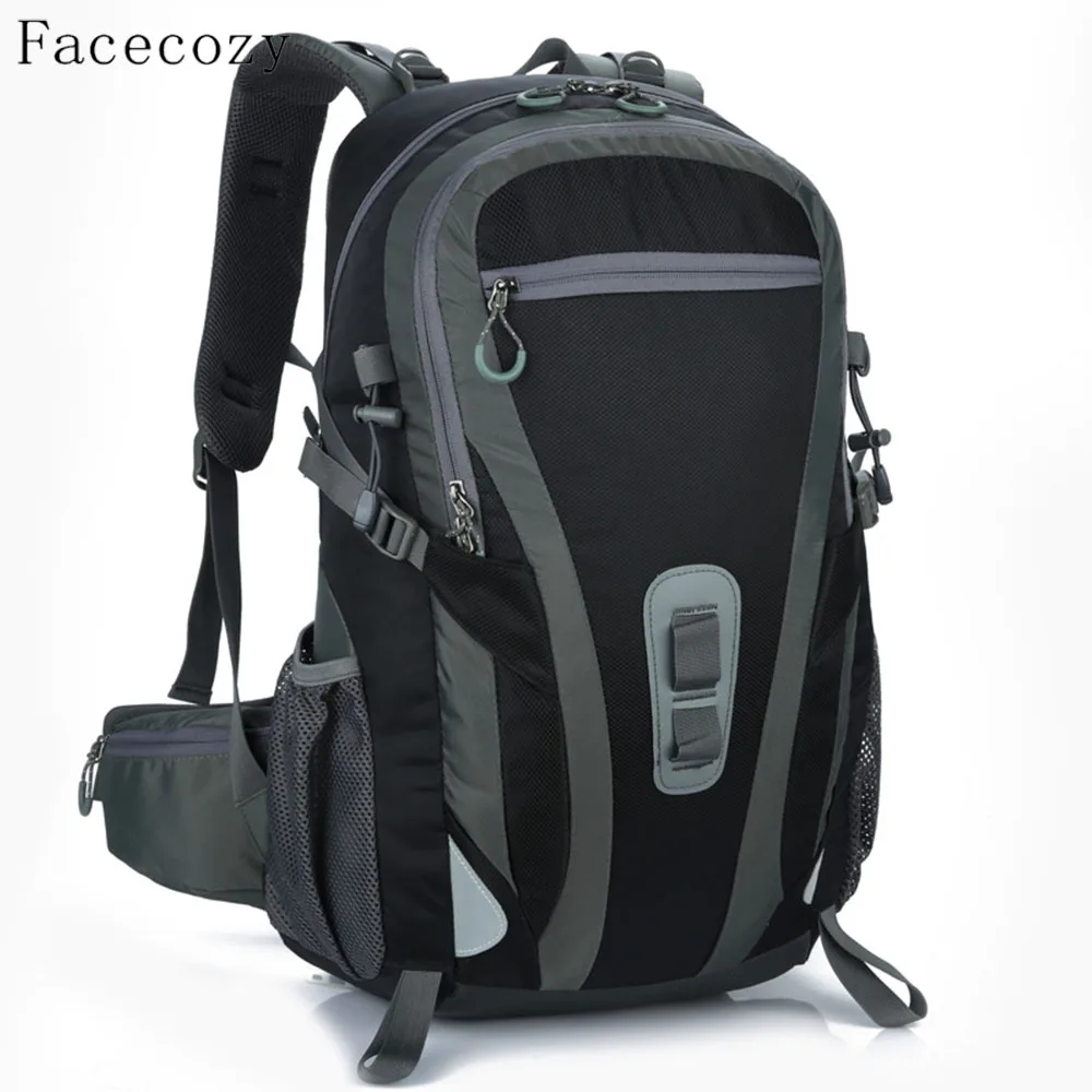 Facecozy для мужчин и женщин, рюкзак для альпинизма, походов, походов, путешествий, рюкзаки унисекс, 40л, софтбэк, водонепроницаемые спортивные сумки - Цвет: Black