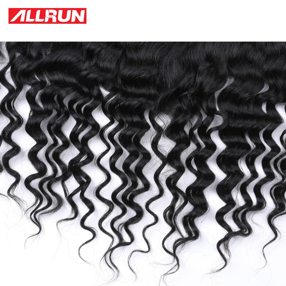 Allrun Hair Peruvian Deep Wave Human Hair Lace Frontal Closure PrePlucked 13x4 Ear To Ear Full Lace Closure Human Hair Extension