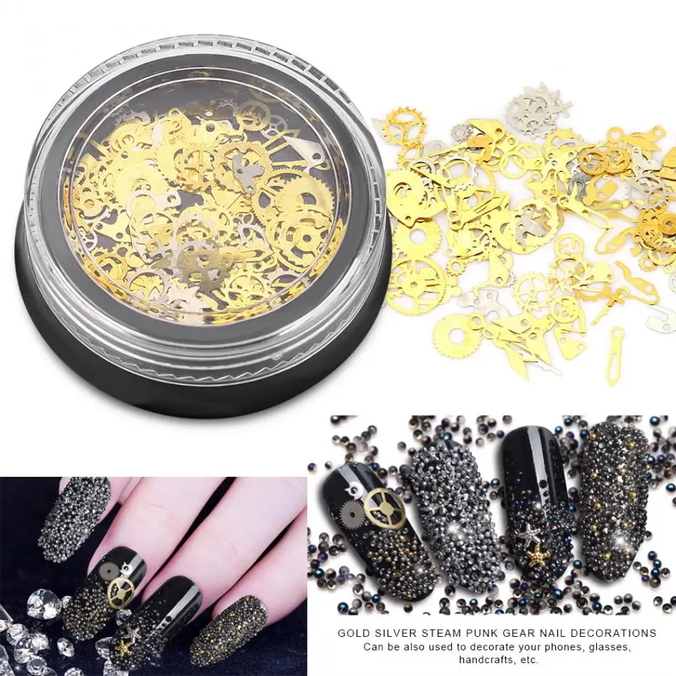 1 коробка металлических золотых серебряных блестящих пайеток в стиле стимпанк