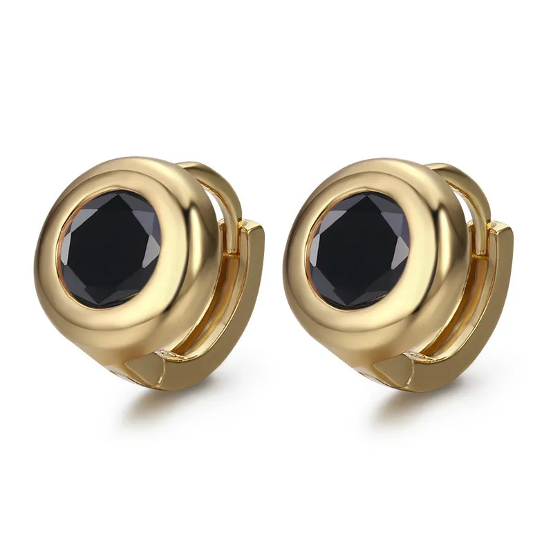 Милые круглые черные серьги кольца с фианитами маленькие для женщин детей