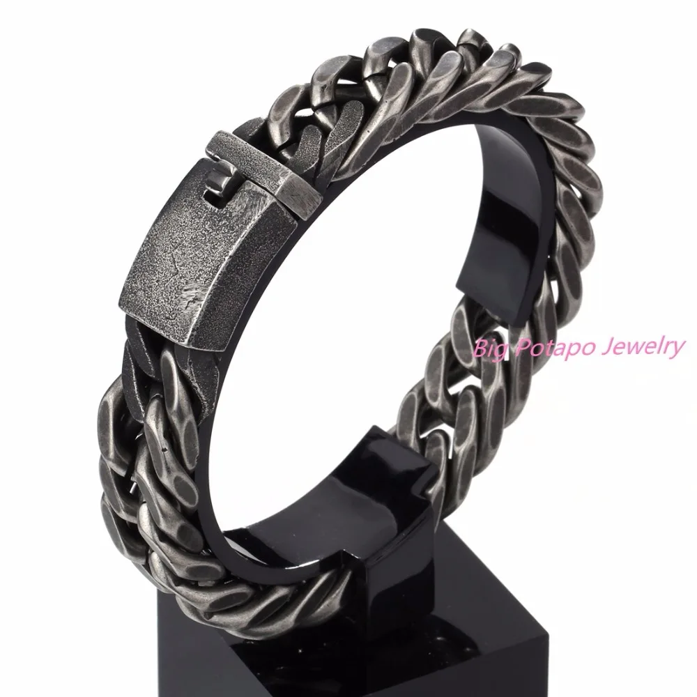 

Hot Selling NEW Fashion Jewelry Stainless steel Classic Biker Black Men's Women's Bracelet/Bangles