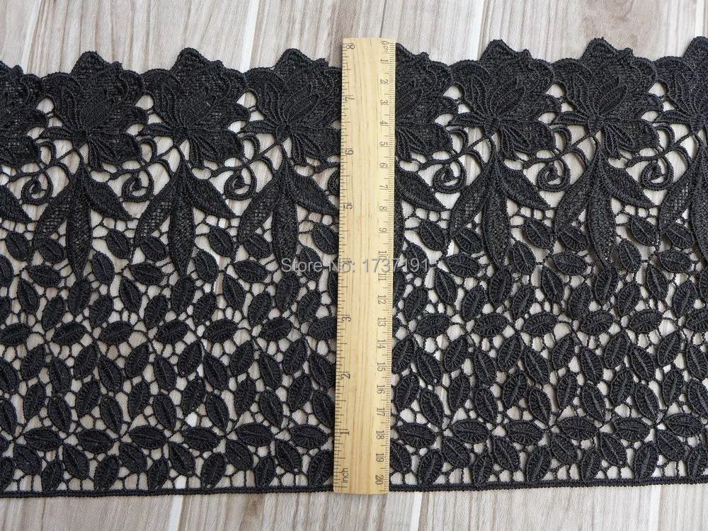 5 ярдов красивая кружевная тесьма с листьями для вязания крючком Черная ткань 20