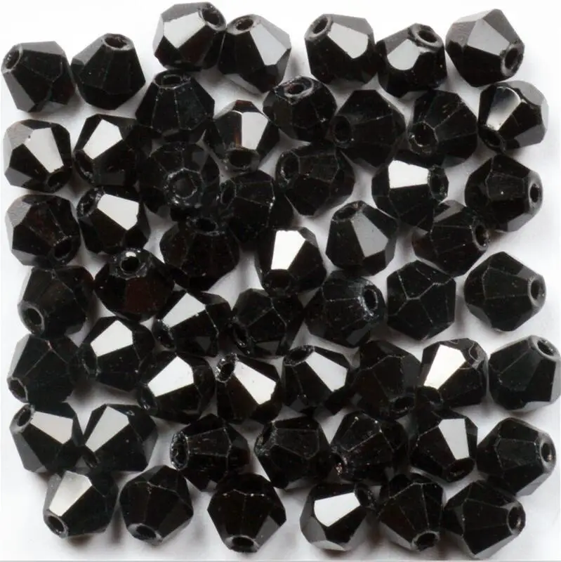 TianBo 100pcs 4mm Austrian Black Bicone Crystal Beads for Jewelry Making DIY Accessories Women Charm Faceted Spacer Glass | Украшения и