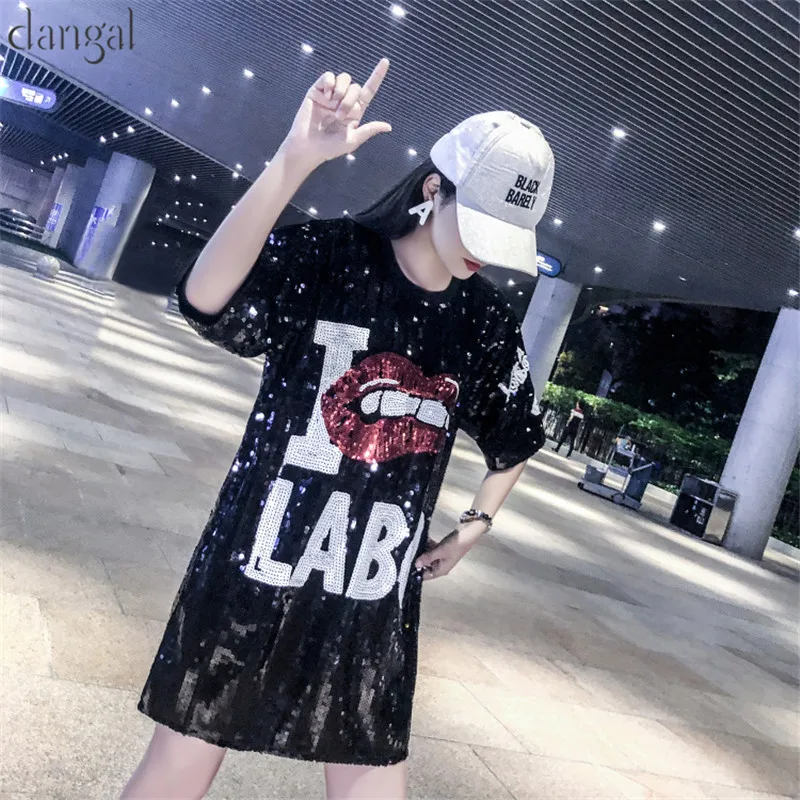 футболка с пайетками Модная Блёстки хип хоп bling оранжевый половины sleevet рубашка