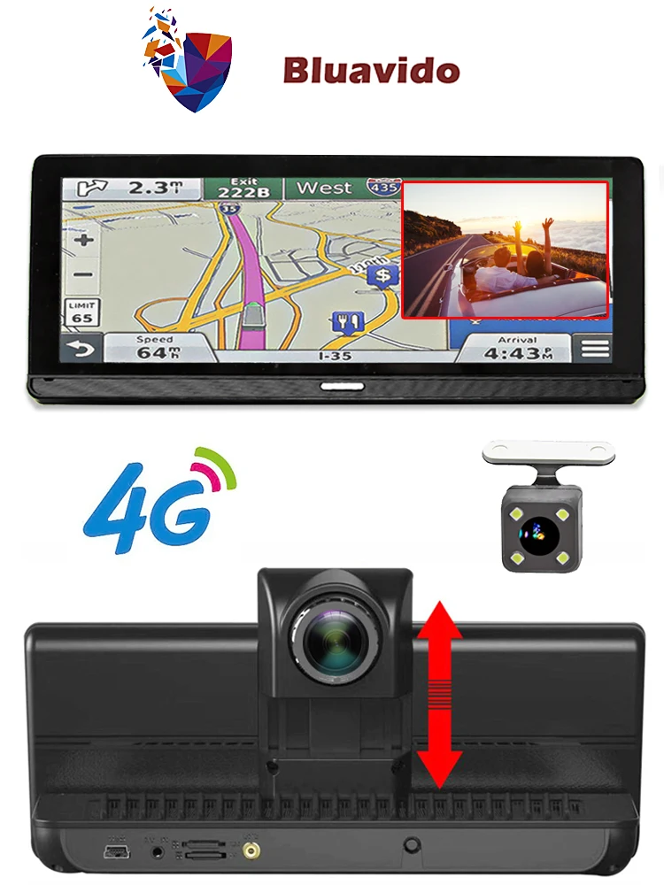 Bluavido 8 дюймов Android 4G Автомобильный видеорегистратор Камера gps навигация ADAS FHD 1080P Автомобильный видеорегистратор ночное видение Wi-Fi удаленный монитор видеорегистратор
