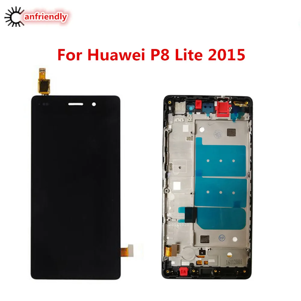 ЖК дисплей и тачскрин с рамкой для Huawei P8 Lite 2015 сменная стеклянная панель
