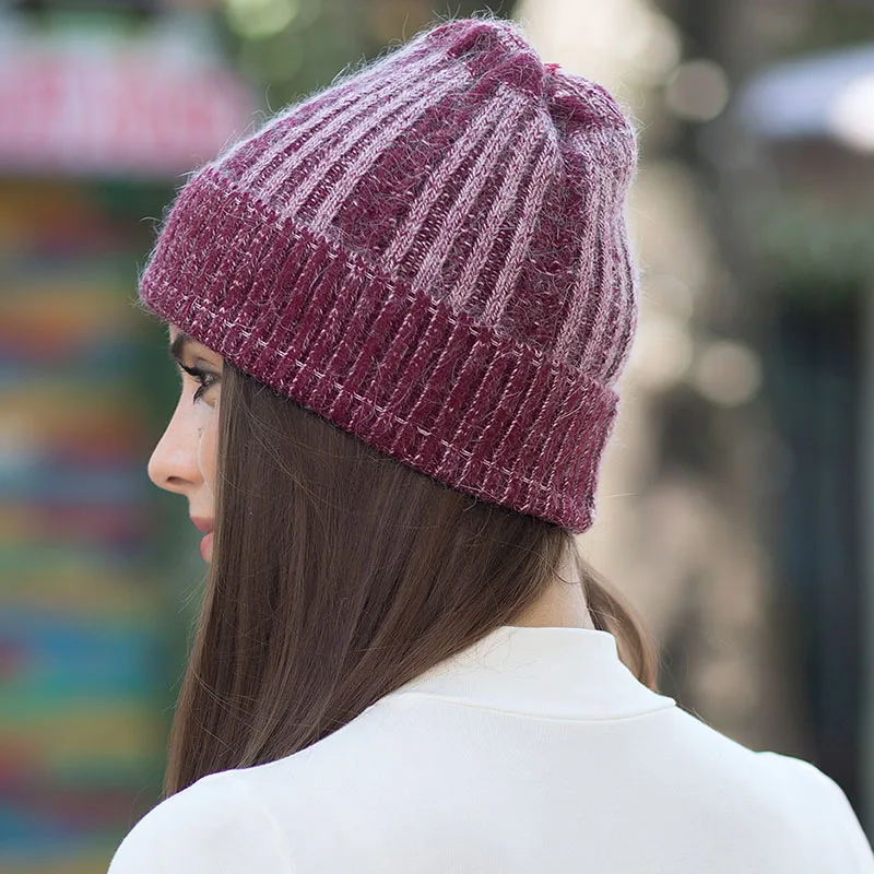 Новинка роскошная Шерстяная Вязаная Шапка бини для женщин зимние женские шапки