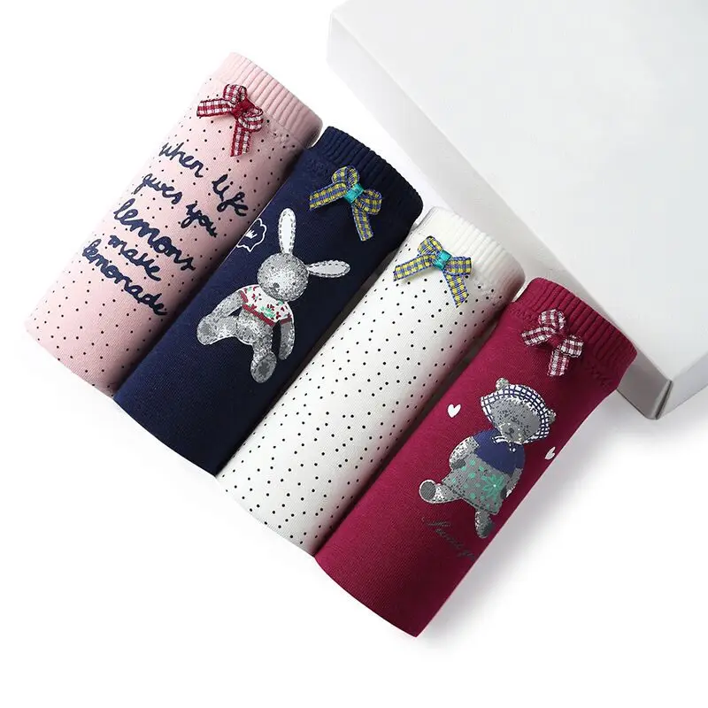 4 шт./лот, Размеры M, L, XL, сексуальные женские хлопковые трусы, женские трусики, нижнее белье с рисунком кота, женские трусы, мягкие трусики - Цвет: 2904