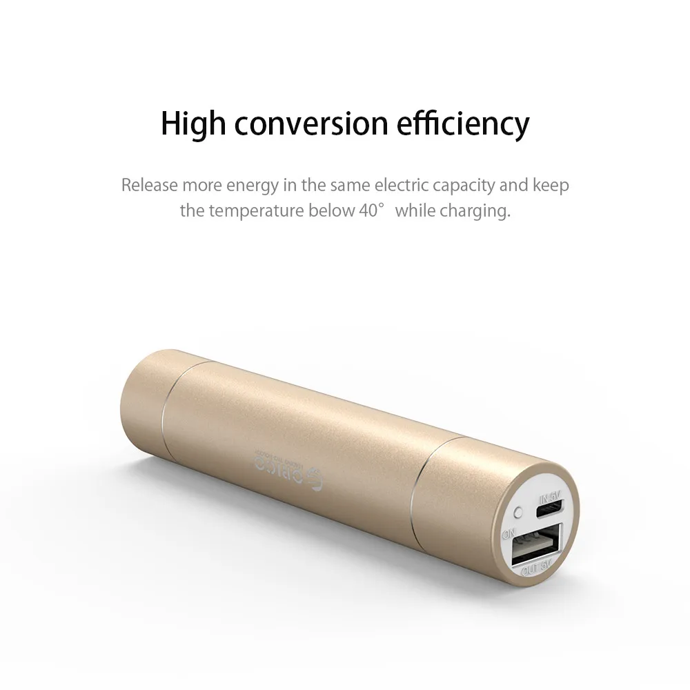 ORICO 2600mAh внешний аккумулятор 5V1. 5A алюминиевый внешний аккумулятор с фонариком SOS портативный серебристый/золотистый/розовый