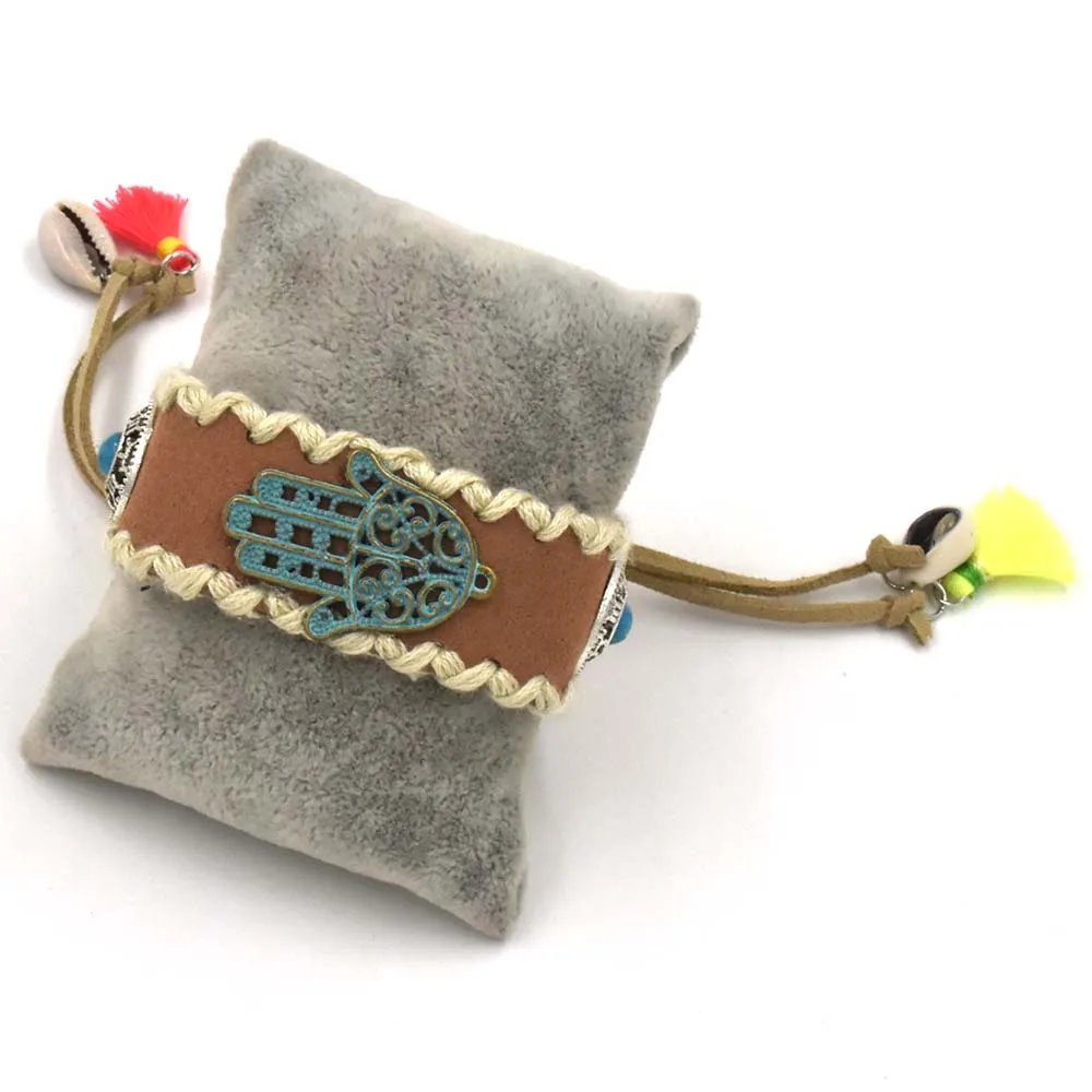 Новинка ручной работы Хамса браслет с подвесками богемский кожаный шнур