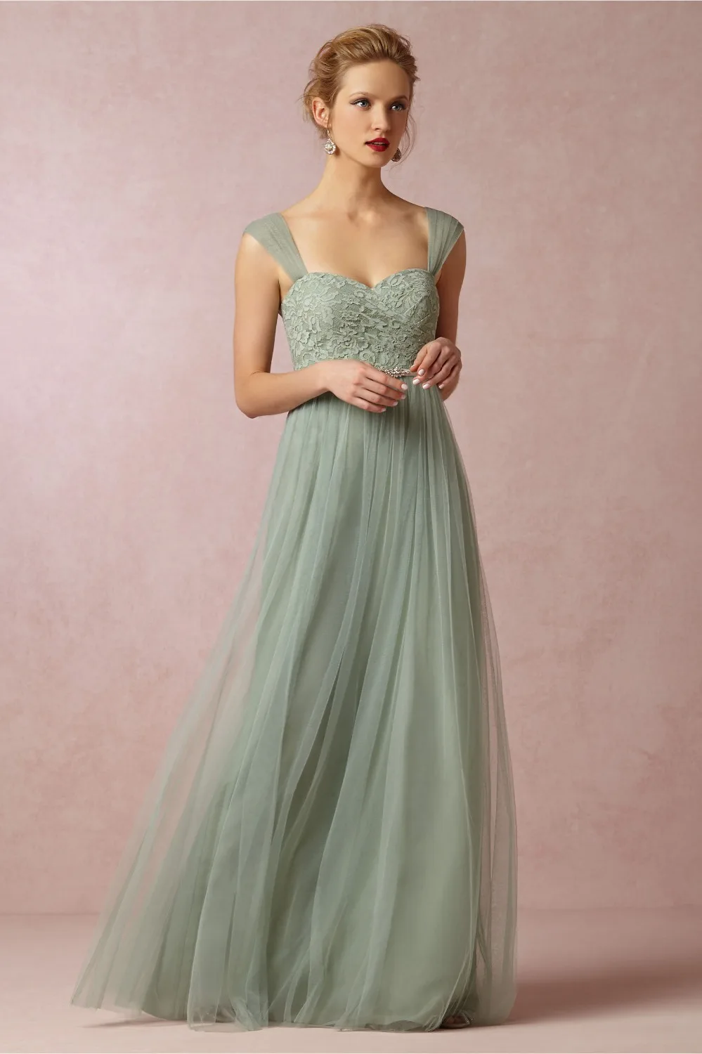 Платье Vestido милое длина до пола с поясом Vestidos Para Madrinhas 2018 мятные зеленые платья для