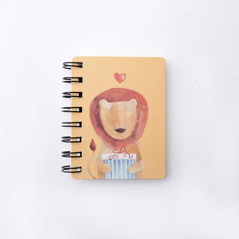 Kawaii милые Мультяшные животные Единорог кошка мини блокнот на спирали ежедневник еженедельник записная книжка органайзер для времени школьные принадлежности - Цвет: lion