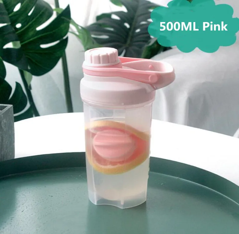 500ML Pink 500/700 мл Высококачественная посуда для напитков, спортивный герметичный шейкер для протеина, спортивный Миксер Для сывороточного белка, бутылка для воды - Цвет: 500ML Pink