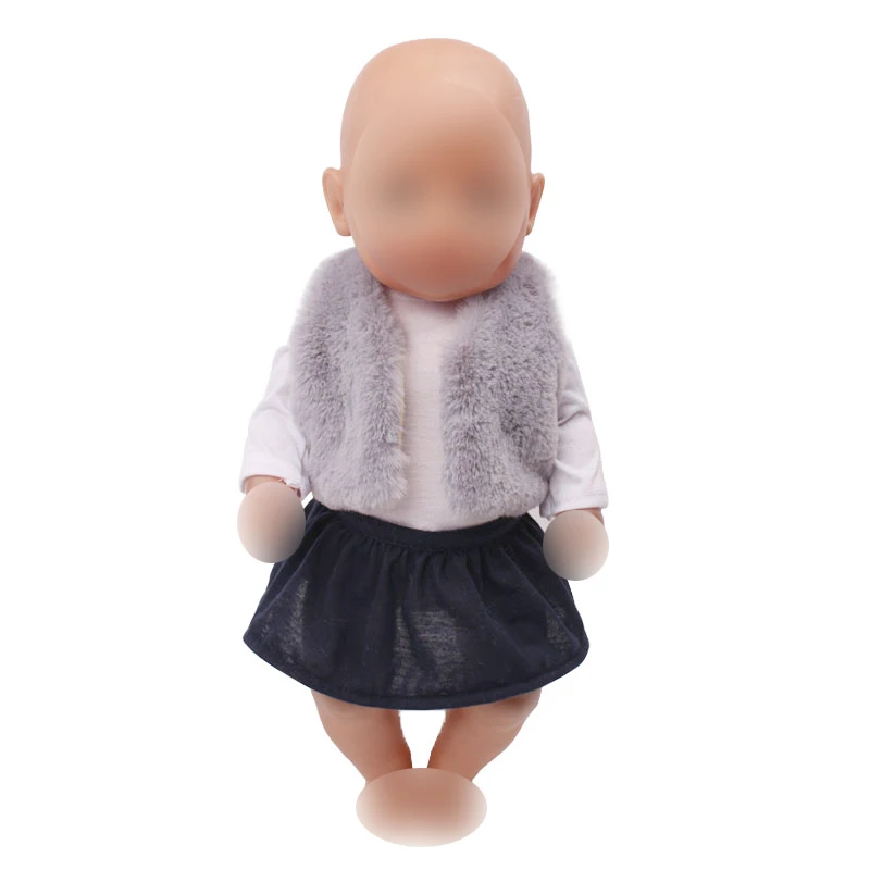 Одежда для кукол 43 см костюм из меха новорожденных + юбка-рубашка платье
