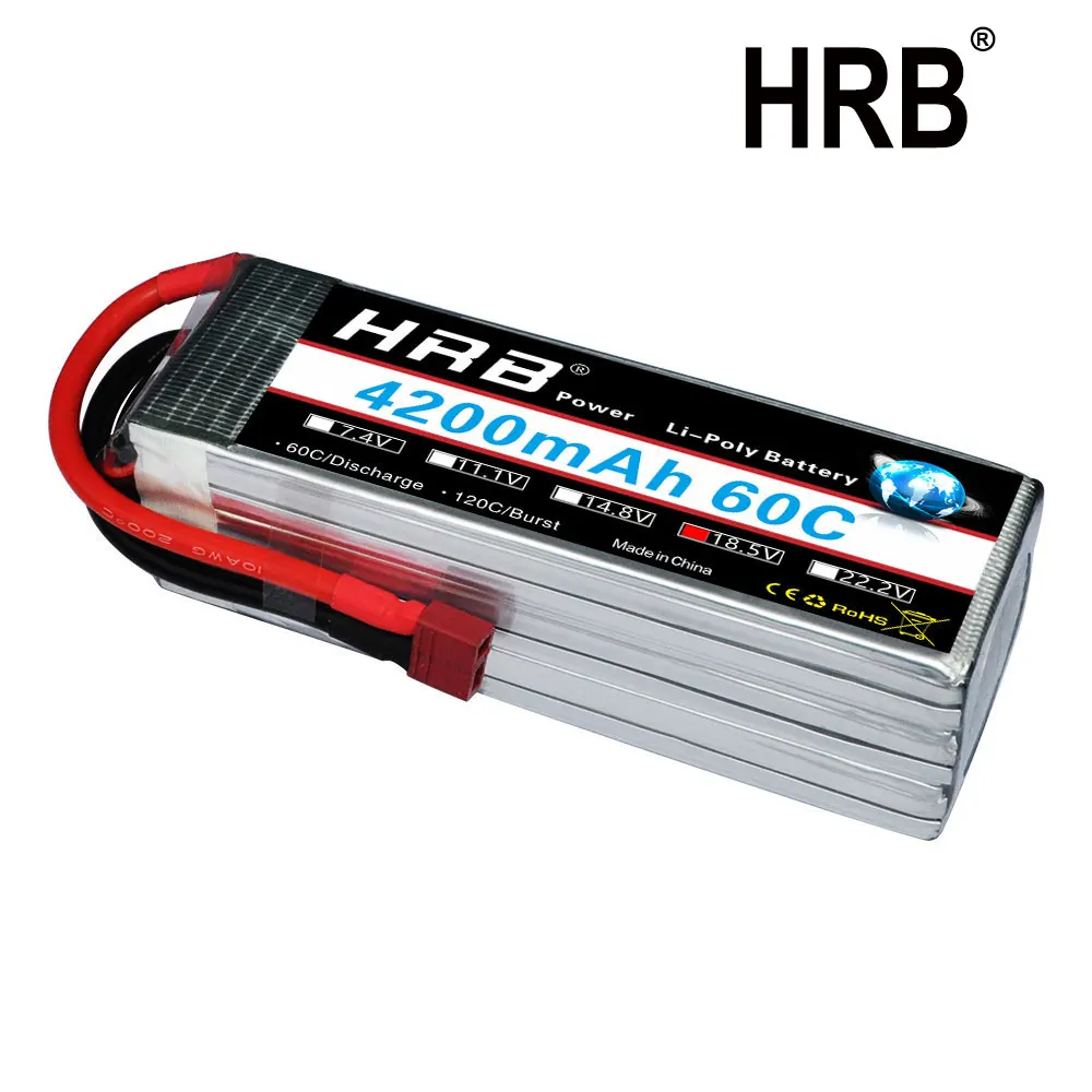 Аккумулятор hrb Lipo 2S 3S 4S 5S 6S 3,7 V 7,4 V 11,1 V 14,8 V 18,5 V 22,2 V 4200 мА/ч, 60C 120C Жесткий Чехол для автомобиль Traxxas 1/10 масштаб автомобиль Лодка